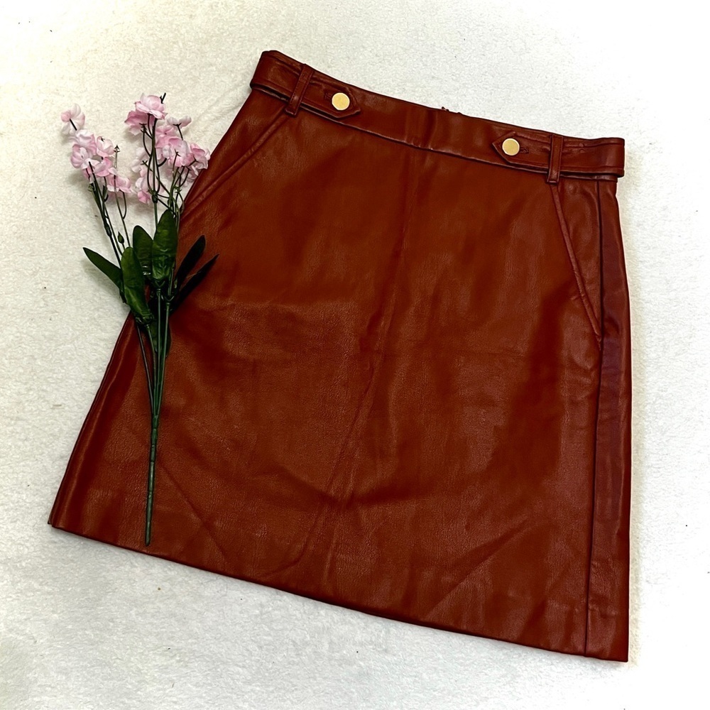LOFT Brown Faux Leather Mini Skirt - Size 0 (29")